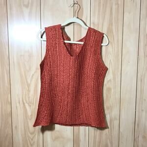 Soft & Silky Coral Scoop Neck Sleeveless Stretch Tank Top S